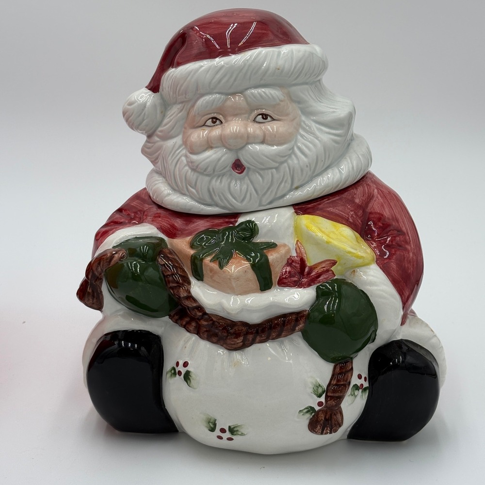 Vintage Ceramic Santa Claus Cookie Jar Christmas Holiday Decor - Picture 3 of 4